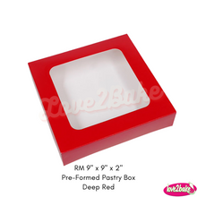 Load image into Gallery viewer, RM 9&quot; x 9&quot; x 2&quot; Pre-Formed Pastry Box
