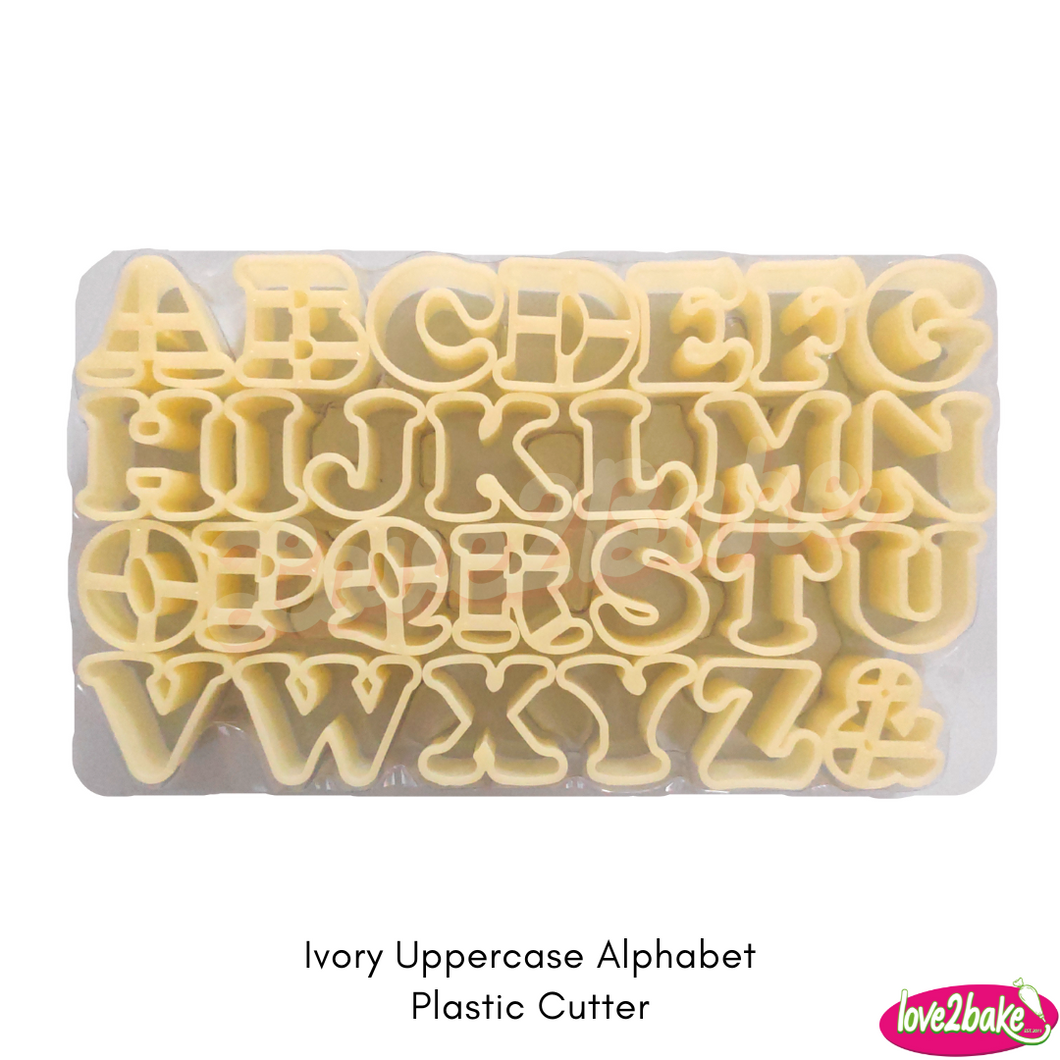 ivory uppercase alphabet plastic cutter set
