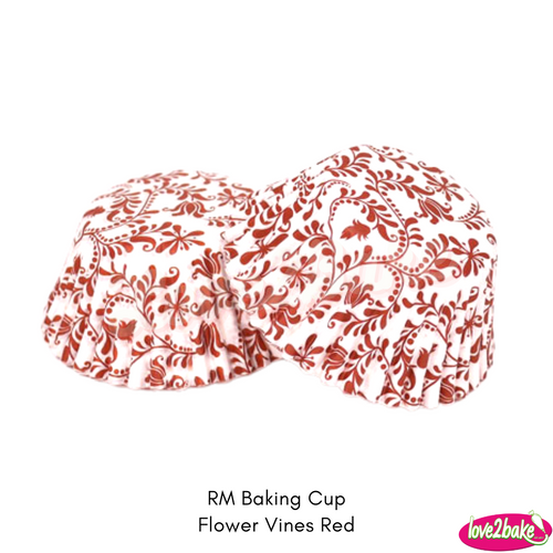 flower vines red baking cup